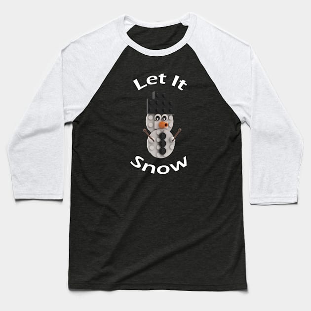 Let It Snow - Brick Snowman Baseball T-Shirt by UTBrickGuy